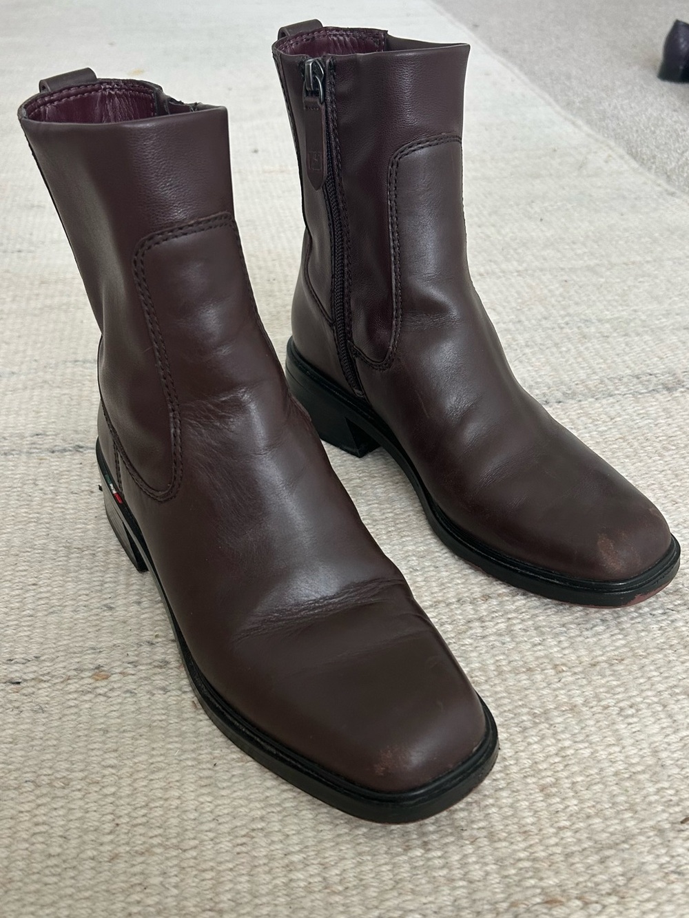 Franco Sarto Burgundy Leather Ankle Booties